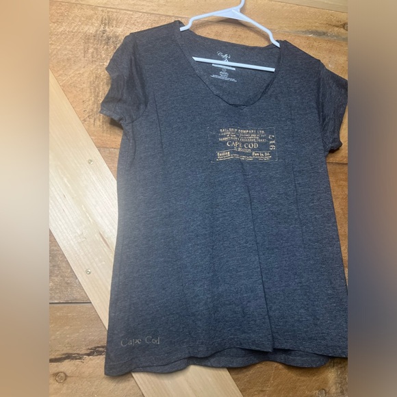 Cuffy’s Cape Cod Boston Women’s T Shirt V Neck Top Large Grey - Picture 3 of 7